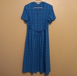 Bonmarche Blue Plaid Button Front Midi Dress